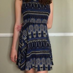 Blue Striped Dress Tribal Pattern Glittery